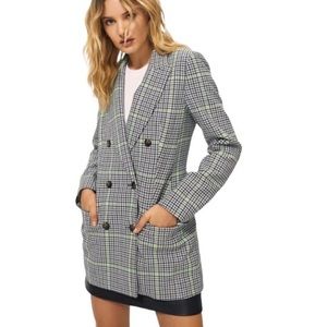 Aritzia Margaux Blazer in Grey-Green Plaid